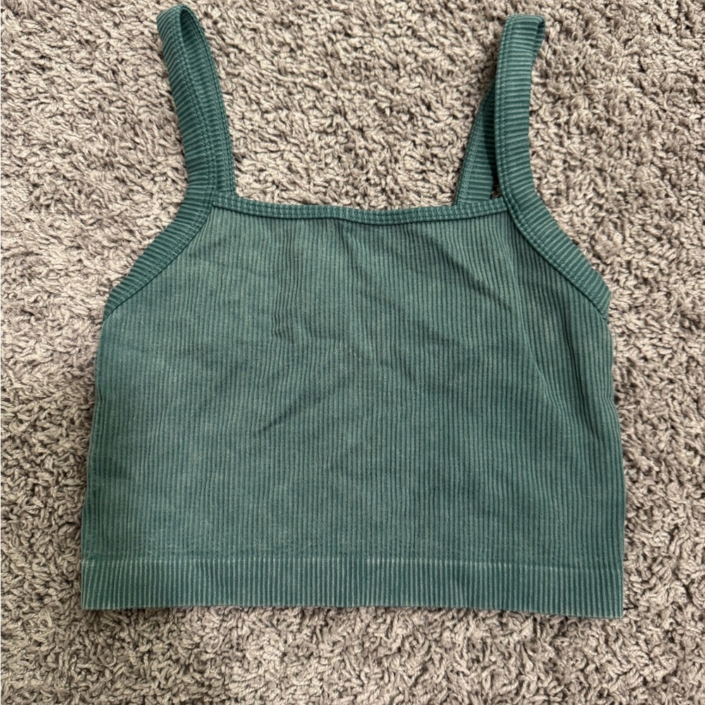 Green/Blue Ribbed Women's Top